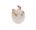 Polyresin chicken on egg 13x8.5x6.5cm White