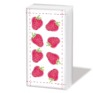 Sniff - Fashion Strawberries - Papieren design zakdoekjes 10 st. 4 laags. Chloorvrij gebleekt.