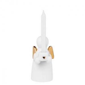Guardian Angel Candle - White porcelain with golden wings