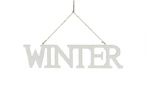 Houten hanger - Winter - 51x12x0,9cm wit