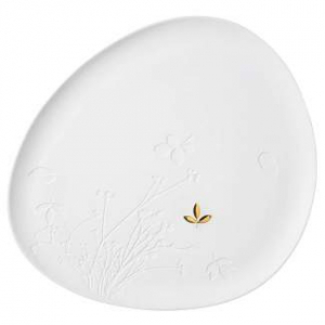 Tray large 30cm x 34cm - White porcelain with golden leaf