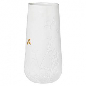 Vase 12cm xx 26cm - White porcelain with golden leaf