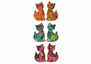 POMME PIDOU @ HOME PEPPER & SALT SHAKERS CAT - Green - 5x4,5x6,5cm