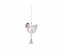Hanging Hen with Spring 8x14cm White