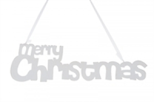 Houten hanger - Merry Christmas - 45,5x12x0,9cm wit