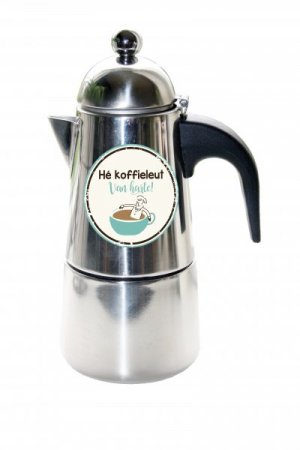 Koffie percolator - He koffieleut, van harte - afm. 8x10,5cm, hoog 17.3 cm