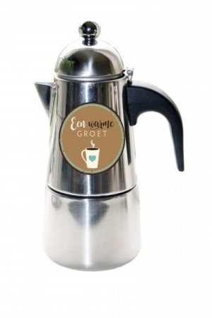 Koffie percolator - Een warme groet - afm. 8x10,5cm, hoog 17.3 cm