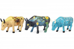 CowParade - Van Gogh Artpack - 3 koeien met een thema in een verpakking - circa 10cm lang en 6 cm hoog -