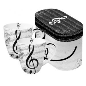 Mug set GB I Love Music -Set van 2 porseleinen mokken in bijpassende luxe geschenkverpakking. Inhoud mok 0,35 ltr. Geschikt voor magnetron en vaatwasser