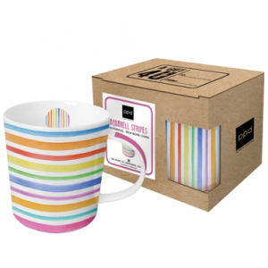 Aquarel Stripes - Trend Mug in Cardboard - Porseleinen in geschenkverpakking - Inhoud 0,35 ltr. - Geschikt voor magnetron en vaatwasser
