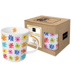 Aquarel Flowers - Trend Mug in Cardboard - Porseleinen in geschenkverpakking - Inhoud 0,35 ltr. - Geschikt voor magnetron en vaatwasser