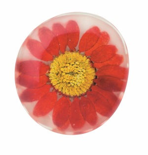 Flower Power Magneet - Rood met geel hart - doorsnee 3,5cm
