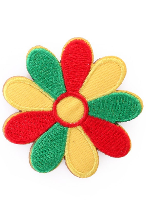 Applicatie bloem rood geel groen 5x5 cm