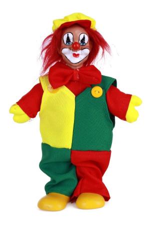 Clown met pet rood geel groen 20 cm