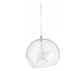 Ornament bauble - Star - Mouth blown glass bauble with porcelain element, wooden beads and cotton hanger - Räder - Design Stories,