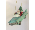 Mid Century Santa in Retro Car - Green