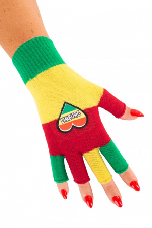 Vingerloze handschoenen rood/geel/groen met hartje Limburg
