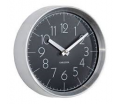 Karlsson - Wall clock model Convex, Brushed alu case - Black - 22cmX7,5cm - 1AA batt. excl.