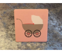 DIY - Kleur - Kinderwagen roze - 6cmX6cm