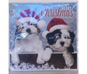 Kerstkaart - 2 Dogs- Text inside: Merry Christmas and a Happy New Year