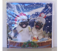 Kerstkaart - Pugs - Tekst binnenkant: Merry Christmas an a Happy New Year