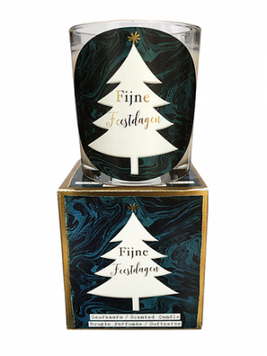 Giftbox Christmas - Fijne feestdagen witte kerstboom - Jar Candle - Vanilla - Een heerlijke zachte vanille geur - Brandtijd: +/- 30/45 uur Formaat kaars : 72x80 mm - Formaat box: 80x90mm