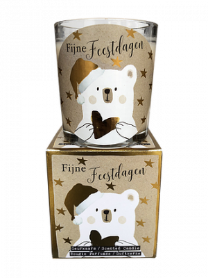 Giftbox Christmas - Fijne feestdagen beer - Jar Candle - Vanilla - Een heerlijke zachte vanille geur - Brandtijd: +/- 30/45 uur Formaat kaars : 72x80 mm - Formaat box: 80x90mm