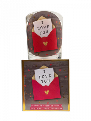 Giftbox Love - I Love You - Jar Candle - Vanilla - Een heerlijke zachte vanille geur - Brandtijd: +/- 45 uur Formaat kaars : 72x80 mm - Formaat box: 80x90mm