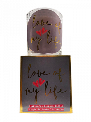 Giftbox Love - Love of my live - Jar Candle - Vanilla - Een heerlijke zachte vanille geur - Brandtijd: +/- 45 uur Formaat kaars : 72x80 mm - Formaat box: 80x90mm
