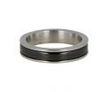 Elegante 4,5mm zilverkleurige edelstalen ring met glad gepolijst zwart keramiek. Maat 17. Blijft mooi, verkleurt niet en is hypoallergeen
