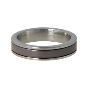 Elegante 4,5mm zilverkleurige edelstalen ring met glad gepolijst grijs keramiek. Maat 17. Blijft mooi, verkleurt niet en is hypoallergeen