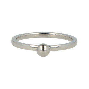 My Bendel - Godina - Zilverkleurige edelstalen ring met verfijnde bol. 1,5mm ring met 4mm bol. Blijft mooi, verkleurt niet en hypoallergeen. Maat 17