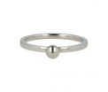 My Bendel - Godina - Zilverkleurige edelstalen ring met verfijnde bol. 1,5mm ring met 4mm bol. Blijft mooi, verkleurt niet en hypoallergeen. Maat 16
