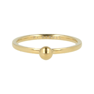 My Bendel - Godina - Goudkleurige edelstalen ring met verfijnde bol. 1,5mm ring met 4mm bol. Blijft mooi, verkleurt niet en hypoallergeen. Maat 17