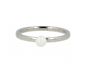 Godina - Elegante 1,5mm brede zilverkleurige ring met wit keramieken bol. Blijft mooi, verkleurt niet en hypoallergeen. 17mm