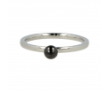 Godina - Elegante 1,5mm brede zilverkleurige ring met zwart keramieken bol. Blijft mooi, verkleurt niet en hypoallergeen. 18mm