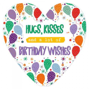 Hart voor elkaar - Hugs, kisses and a lot of birthday wishes - 21,5x22,5cm - kartonnen kaart met enveloppe - kan ook neergezet worden incl. standaard