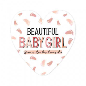 Hart voor elkaar - Beautiful Baby Girl - 14,5x15cm - kartonnen kaart met enveloppe - kan ook neergezet worden incl. standaard