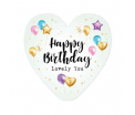 Hart voor elkaar - Happy Birthday lovely you - 14,5x15cm - kartonnen kaart met enveloppe - kan ook neergezet worden incl. standaard