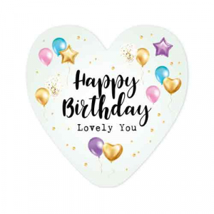 Hart voor elkaar - Happy Birthday lovely you - 14,5x15cm - kartonnen kaart met enveloppe - kan ook neergezet worden incl. standaard