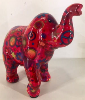 Moneybank Elephant - Red with Cirkels