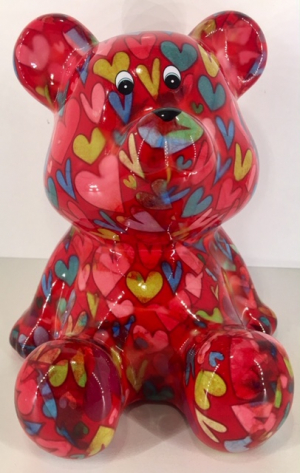 Cyril - Moneybank Bear - Purple with Hearts