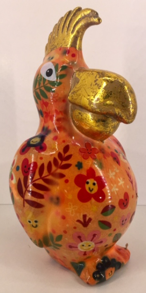 Coco - Moneybank Parrot - Orange with flowers