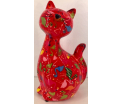 Caramel - Moneybank Cat - Red with Flamingos