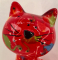 Caramel - Moneybank Cat - Red with Flamingos