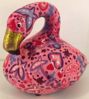 Lilly Moneybank Flamingo - Pink with Hearts