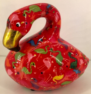 Lilly Moneybank Flamingo - Red with Flamingos