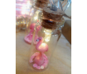Mini-Lights - Flamingo - 10 decoratieve glazen flesjes met ledverlichting (met timer). 1,80 meter Voor gebruik binnenshuis. Werkt op 2 x 1,5V AA batterijen. ( niet bijgeleverd)