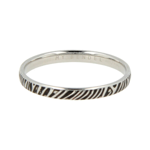 My Bendel - Picolo - Elegante 2mm brede zilverkleurige edelstalen ring met zebraprint. Blijft mooi, verkleurt niet en hypoallergeen - maat 18