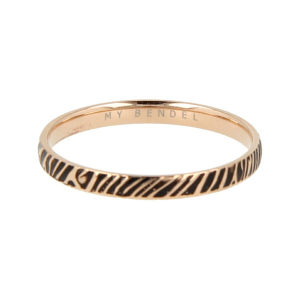 My Bendel - Picolo - Elegante 2mm brede rosé goudkleurige edelstalen ring met zebraprint. Blijft mooi, verkleurt niet en hypoallergeen - maat 18